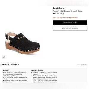 Sam Edelman Black Suede Mules with Gold details